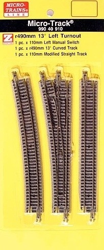 MICRO-TRAINS LINE 99040911 13° LEFT MANUAL TURNOUT (Z) MICRO-TRAINS LINE 99040911 13° LEFT MANUAL TURNOUT (Z)