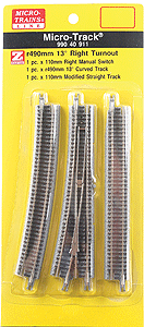 MICRO-TRAINS LINE 99040911 13° RIGHT MANUAL TURNOUT (Z) MICRO-TRAINS LINE 99040911 13° RIGHT MANUAL TURNOUT (Z)