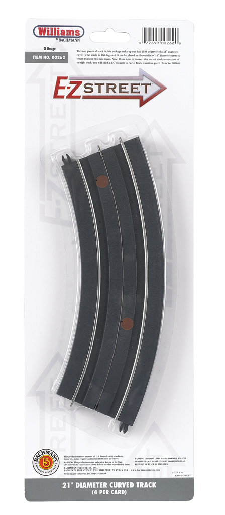 E-Z Street 21" Diameter Curved Track (4/Card) E-Z Street 21" Diameter Curved Track (4/Card)