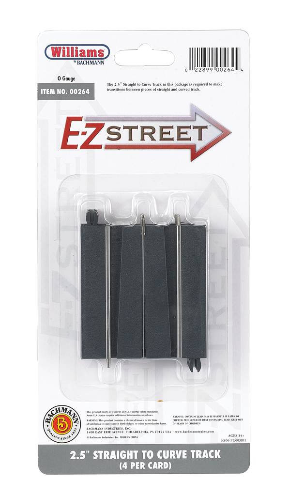 E-Z Street 2.5" Straight To Curve Track (4/Card) E-Z Street 2.5" Straight To Curve Track (4/Card)