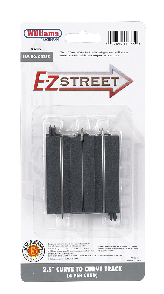 E-Z Street 2.5" Curve To Curve Track (4/Card) E-Z Street 2.5" Curve To Curve Track (4/Card)