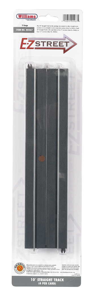 E-Z Street 10" Straight Track (4/Card) E-Z Street 10" Straight Track (4/Card)